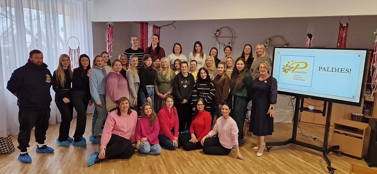 LU Bauskas filiāles studenti mācību vizītē pirmsskolas izglītības iestādē “Pasaulīte” (kopbilde).