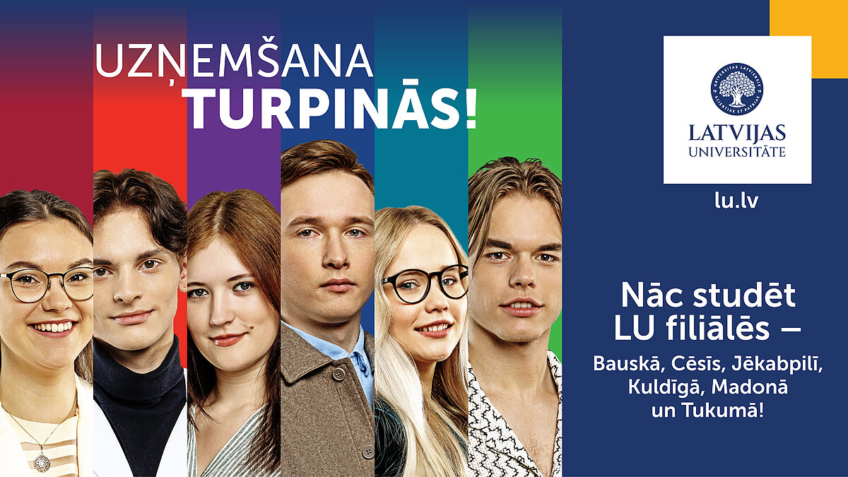 Plakāts ar LU studentiem